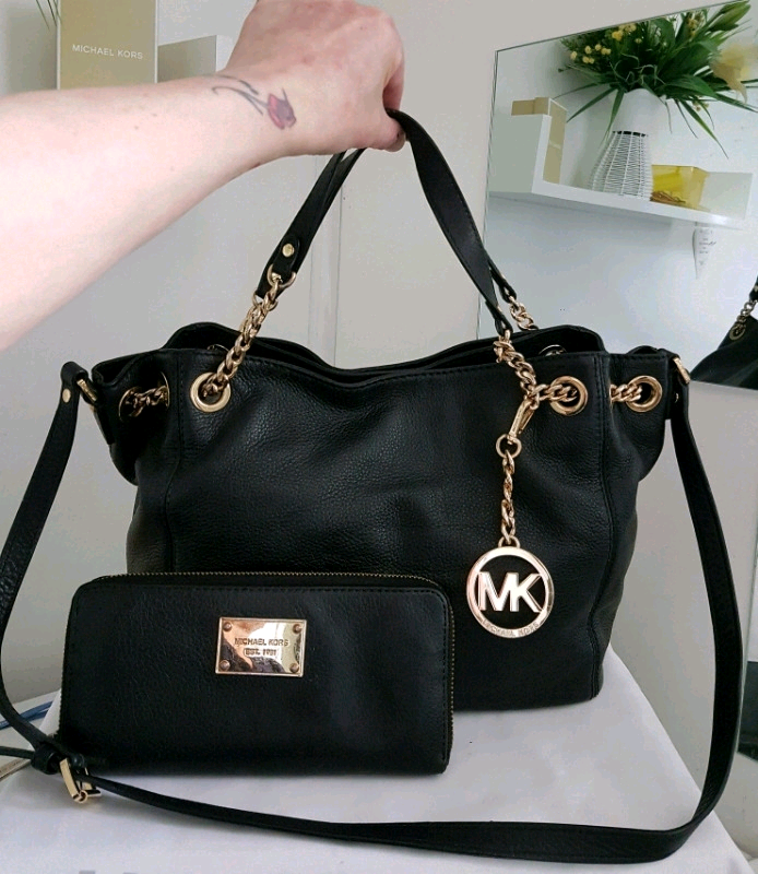 michael kors jet set chain shoulder to genuine leather